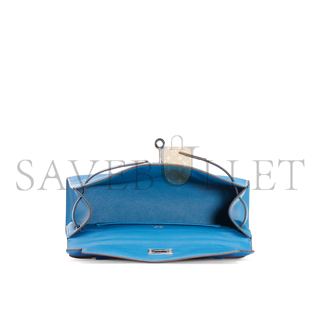HERMES A MYKONOS SWIFT LEATHER KELLY POCHETTE WITH PALLADIUM HARDWARE (22*14*7cm) 